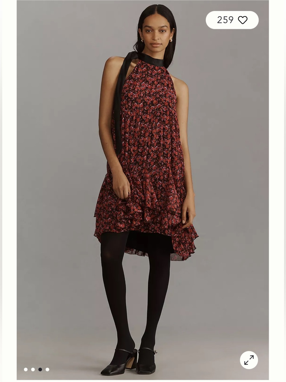 NWT Anthropologie size L Floral Halter Ruffle Dress in Burgundy